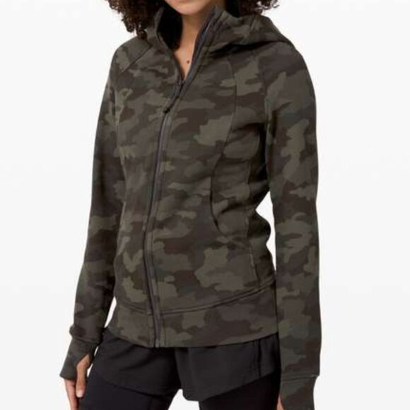 Lululemon Women's Size 4 Green Camo Full Zip Scuba Hoodie - Picture 1 of 6